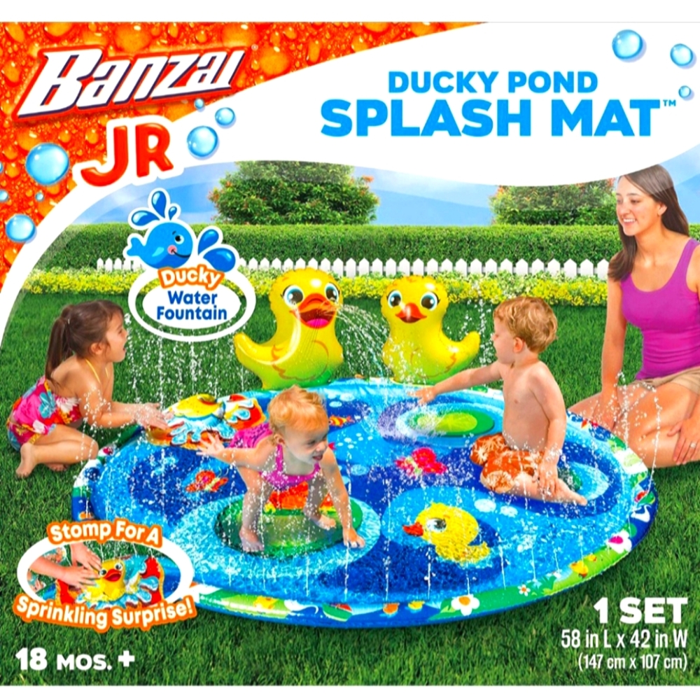 Banzai JR Ducky Pond Splash Mat Inflatable Water Sprinkling 18 Months + Kids